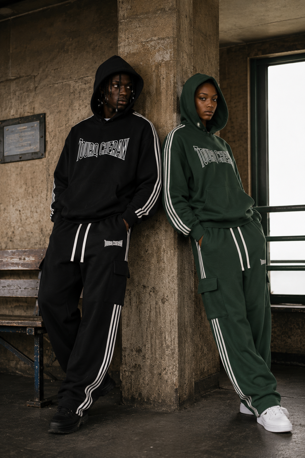 Oversized 6-Stripes Hoodie & Pants Set / Individual