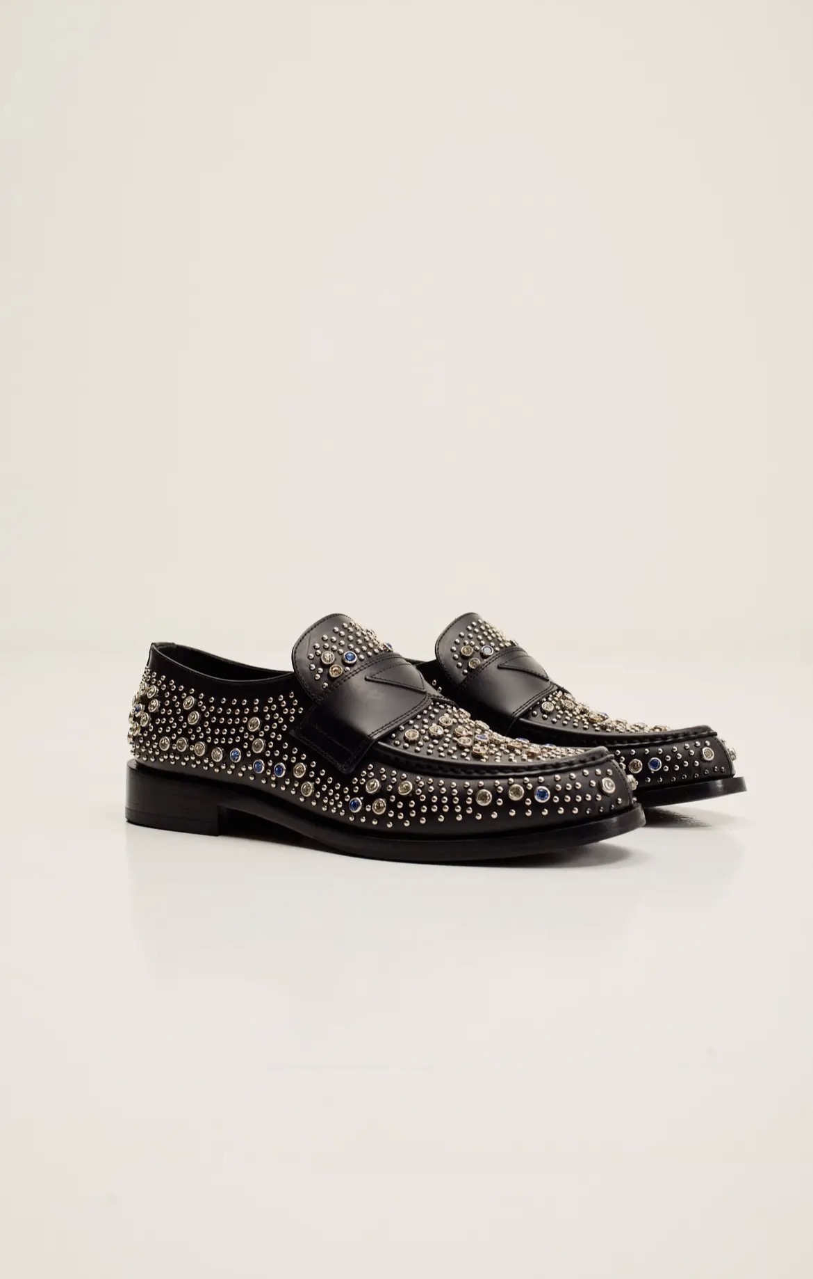 Black Studded Loafers